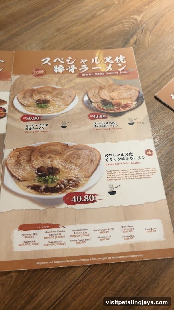 Special Chashu Tonkotsu Ramen Menu