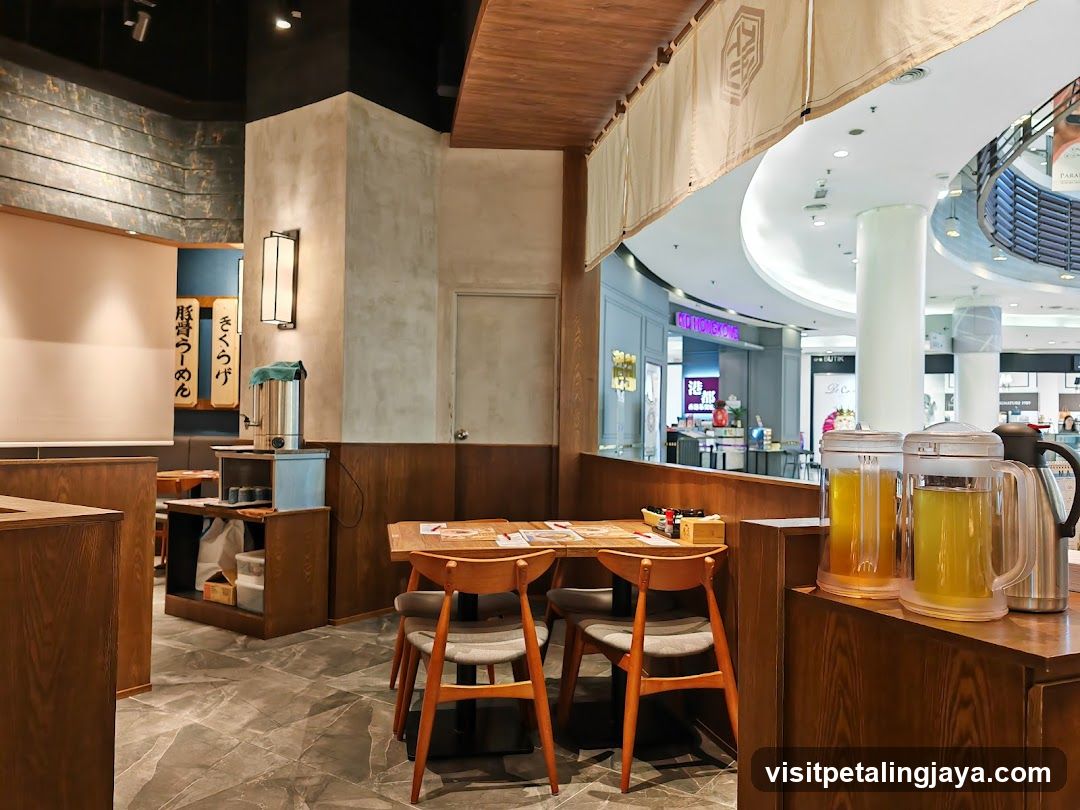 Restaurant Interior with Wooden Tables and Chairs