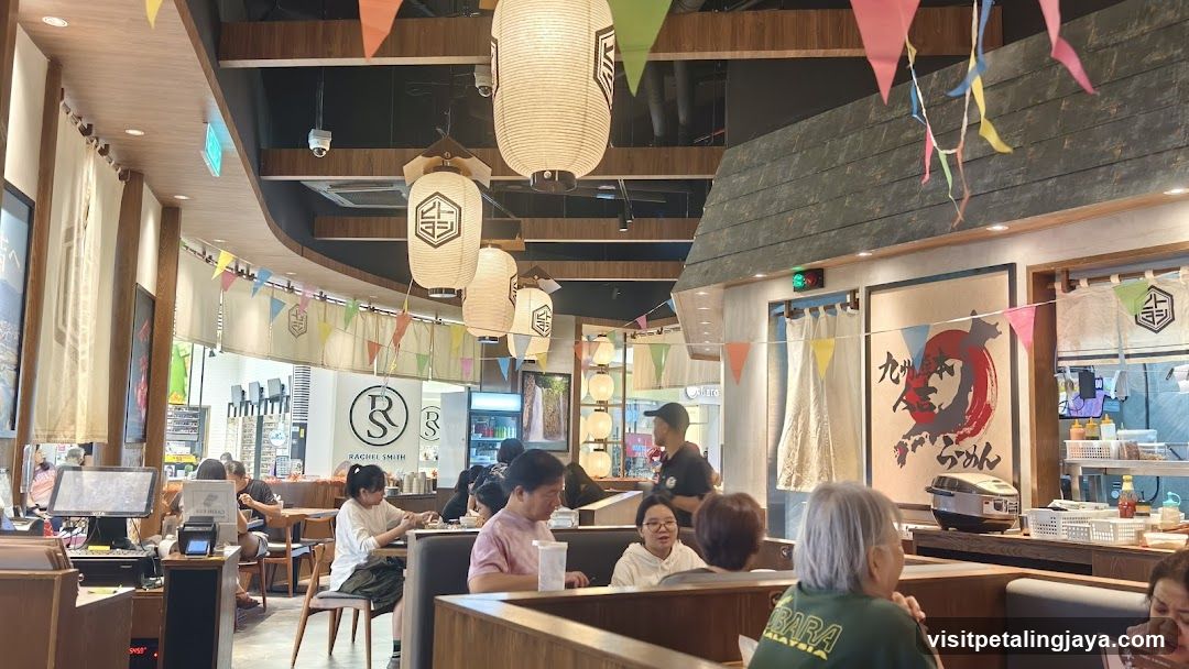 Restaurant Interior with Decorative Lanterns and Bunting