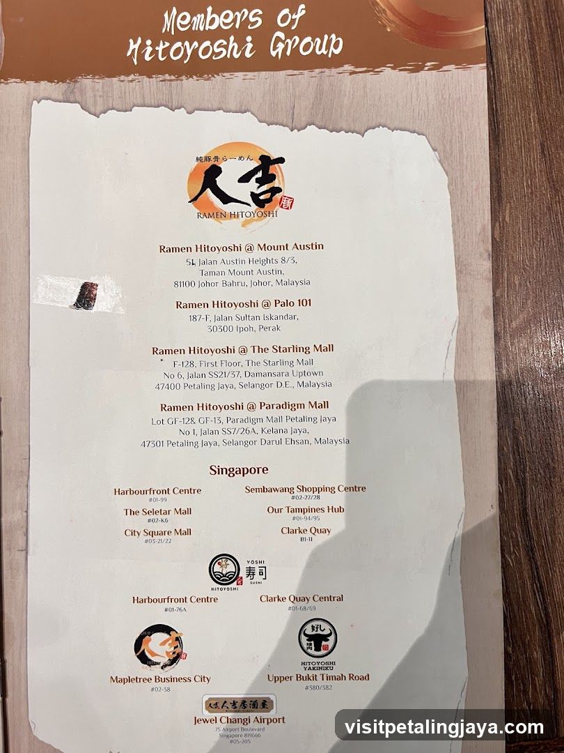 Ramen Hitoyoshi Group Menu
