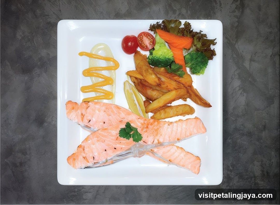 Salmon with Fries and Salad