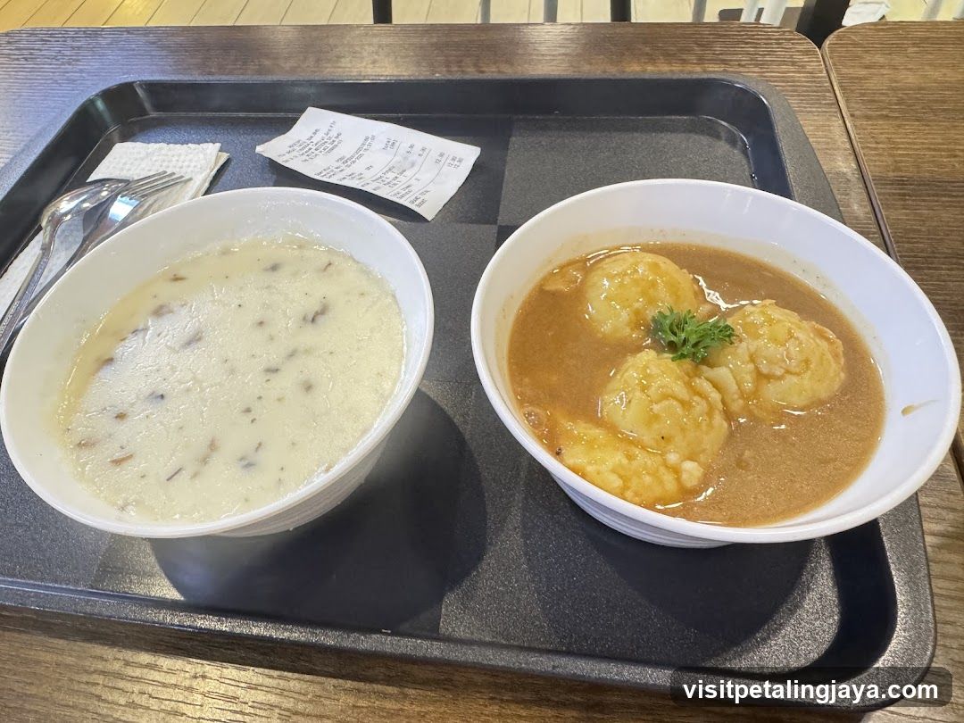 Dinner Tray with Soup and Dumplings
