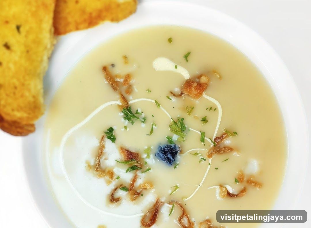Creamy Soup with Croutons and Garnish