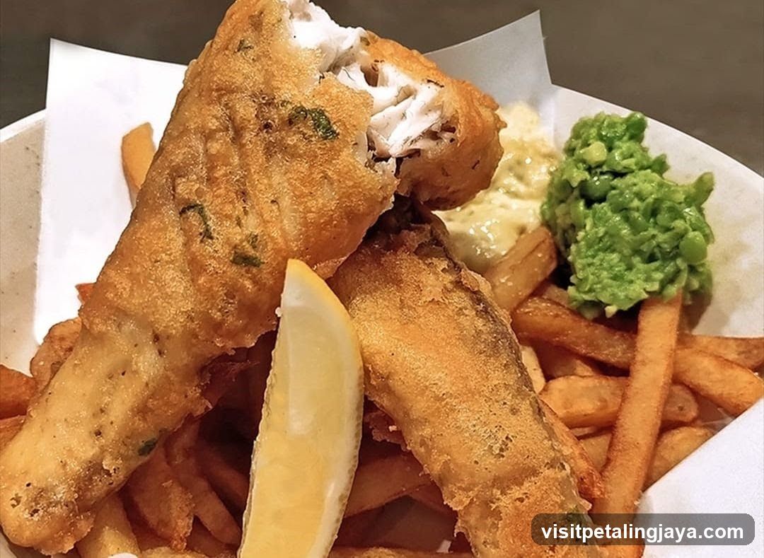 Fish and Chips with Mashed Peas