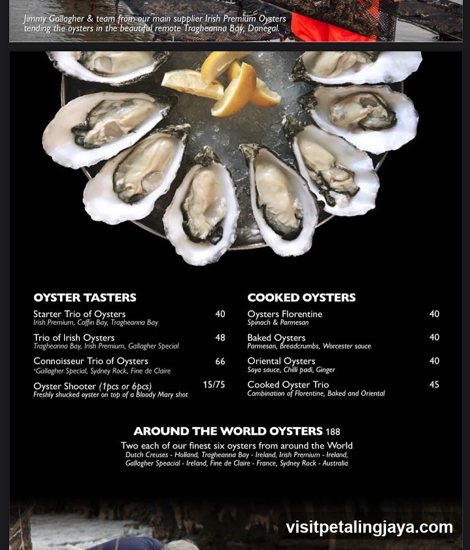 Oyster Menu Page