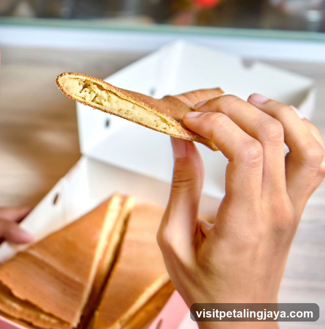 Hand holding a slice of layered cake