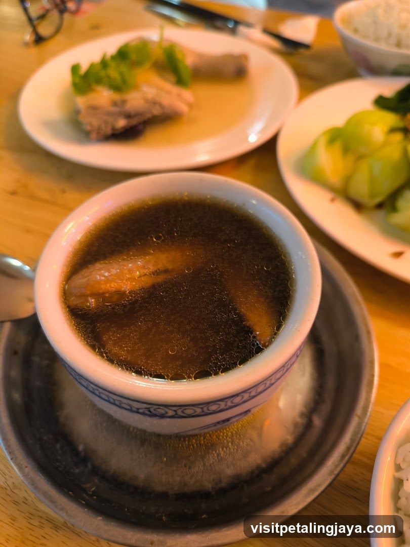 Dining Table with Soup and Side Dishes