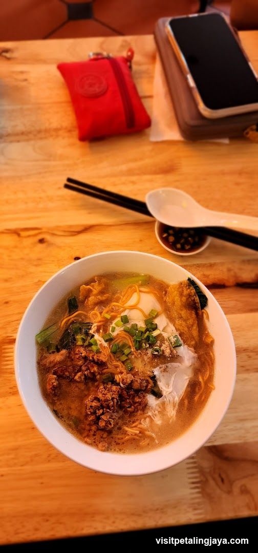 Noodle Bowl on Wooden Table