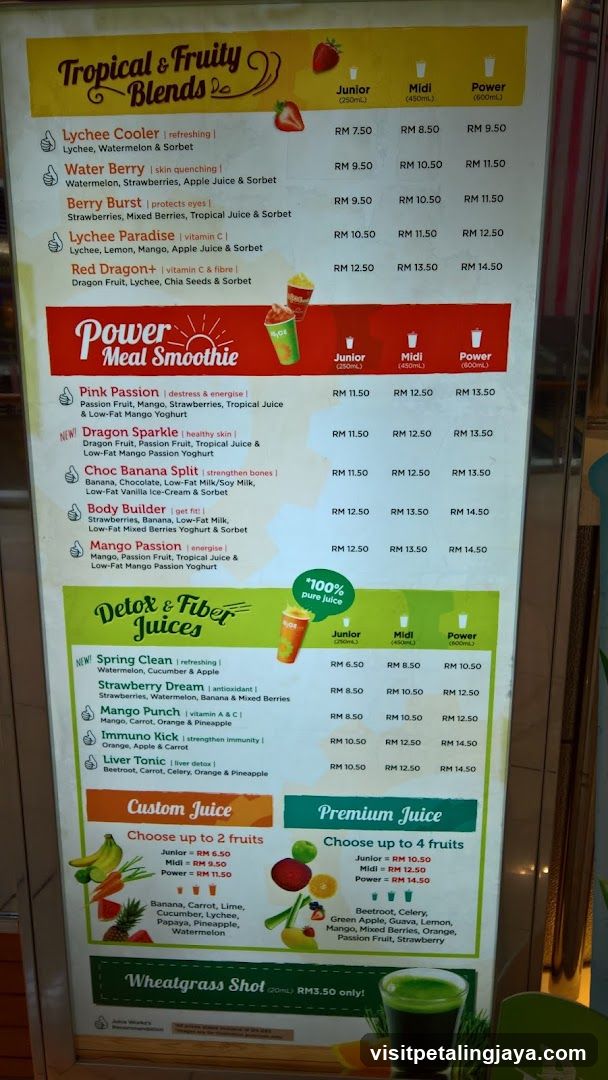 Tropical & Fruity Blends Menu