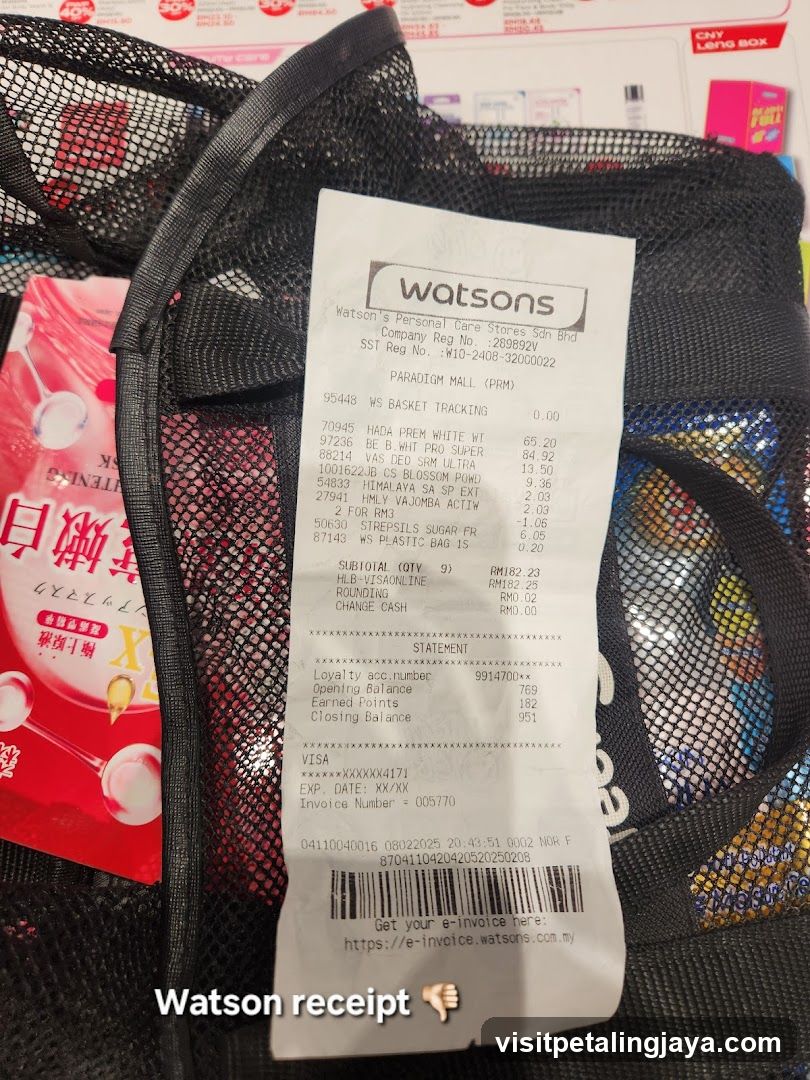 Watson's Receipt and Products