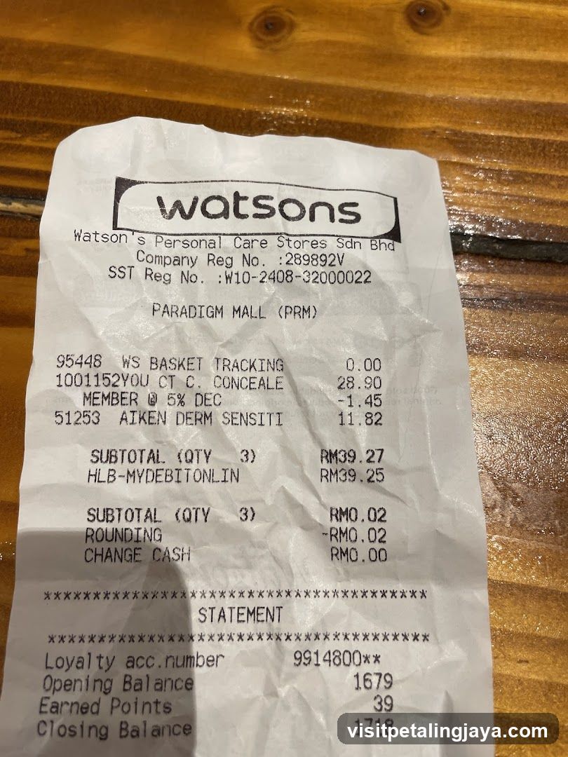 Watsons Receipt