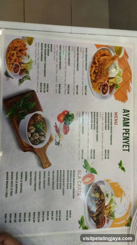 Ayam Penyet Menu