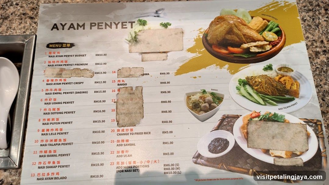 Ayam Penyet Menu