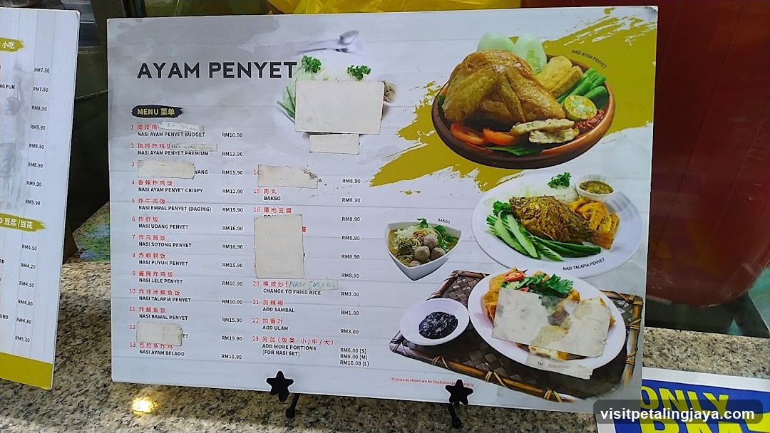 Ayam Penyet Menu Board