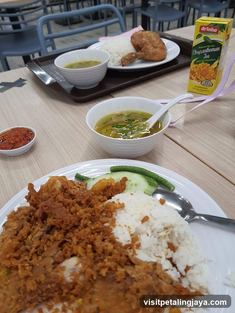 Food Tray with Fried Chicken and Tea