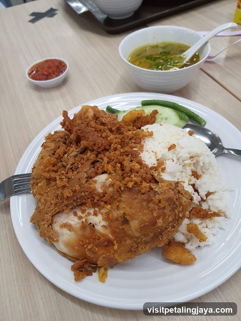 Fried Chicken with Rice and Soup