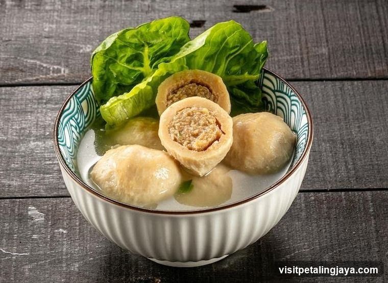 Bowl of Soup with Dumplings and Greens