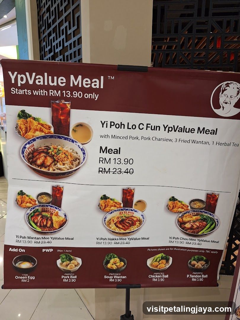 Yi Poh Lo C Fun YpValue Meal Menu Board