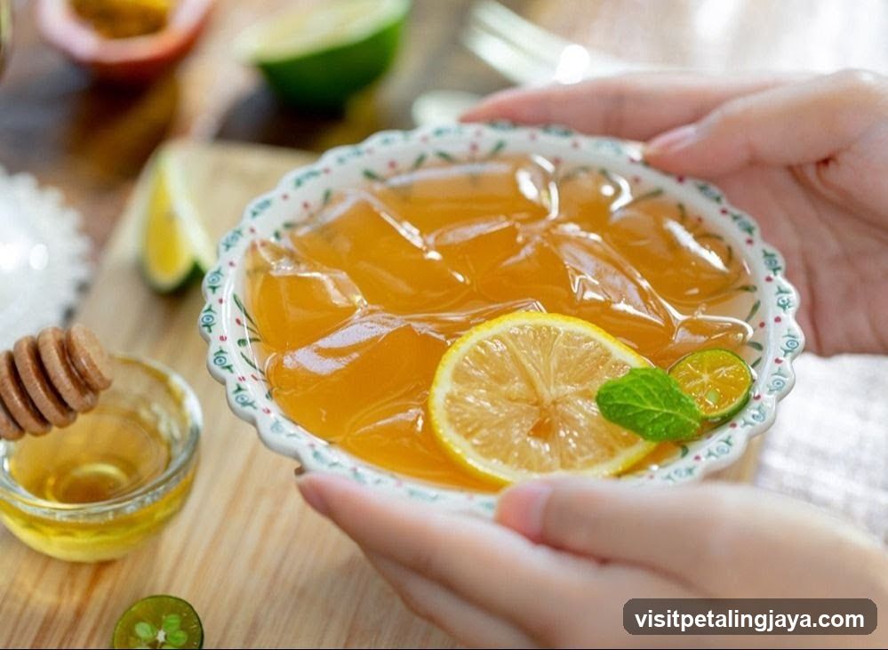 Lemon Honey Drink with Ice Cubes