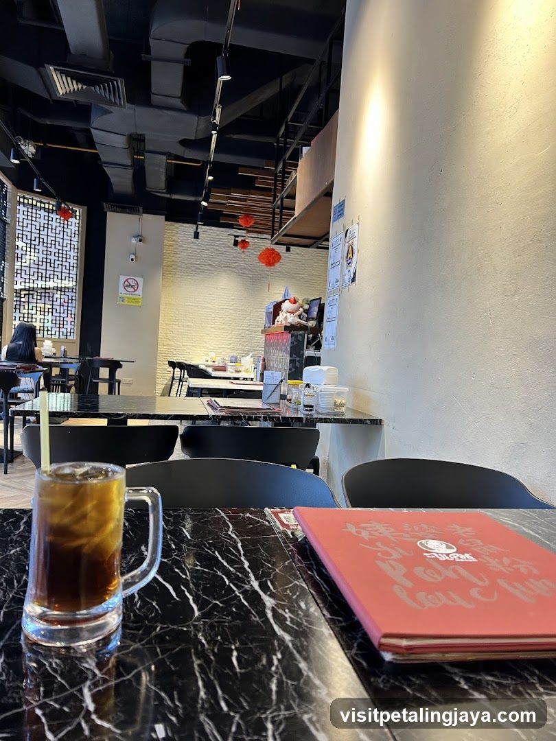 Restaurant Interior with Drink and Menu