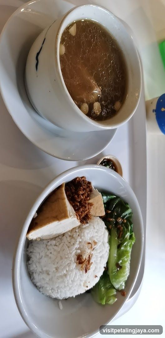 Food Tray with Soup and Rice Bowl