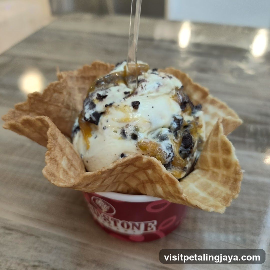 Ice cream in waffle cone cup