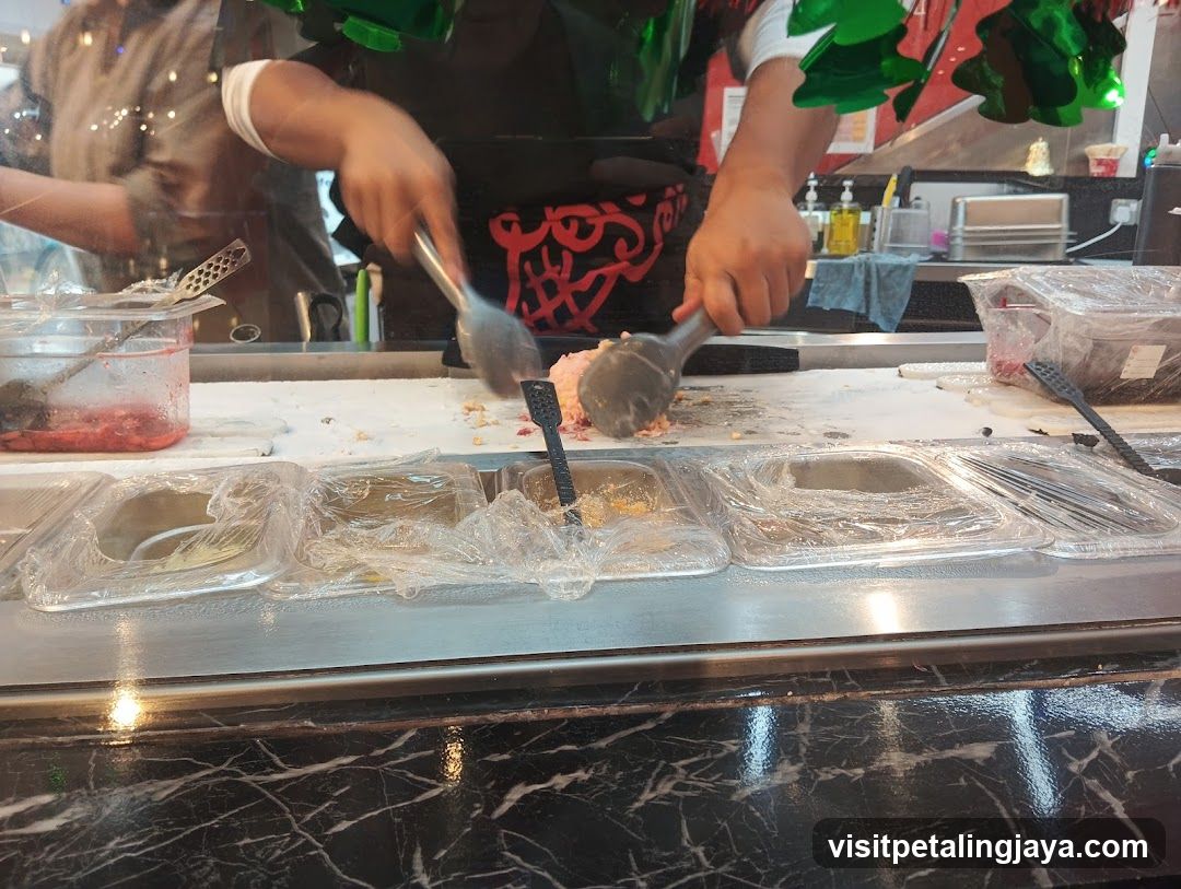 Roll Ice Cream Preparation