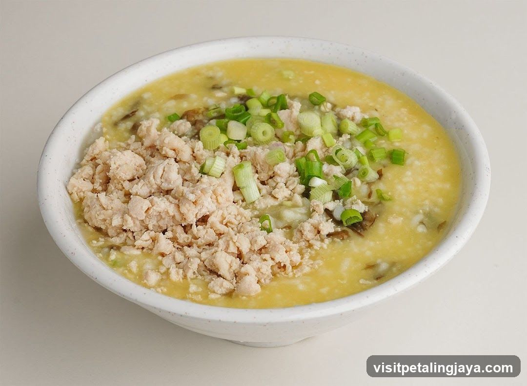 Bowl of Porridge with Tofu and Scallions