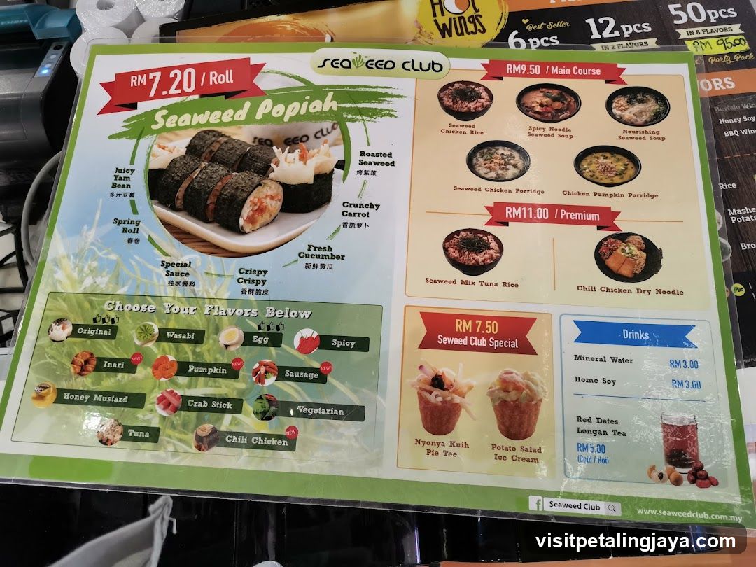 Seaweed Club Menu Board