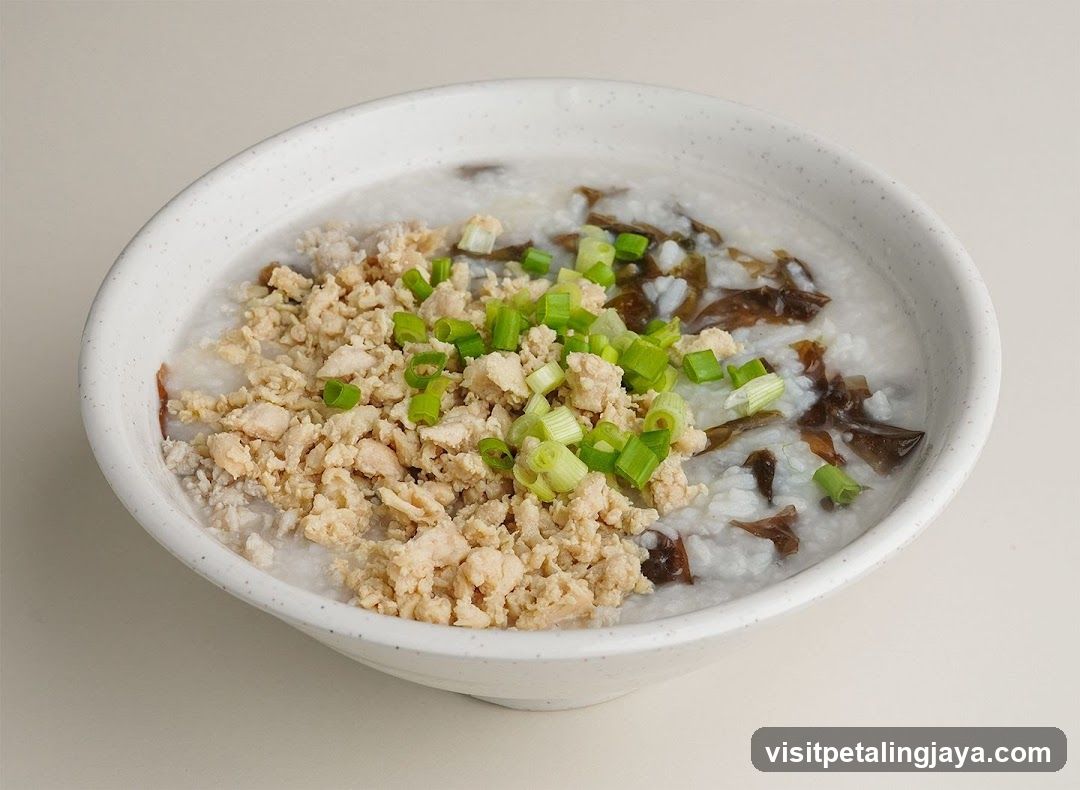 Congee with minced meat and seaweed
