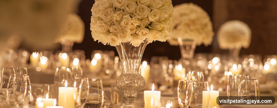 Elegant Table Setting with White Roses and Candles