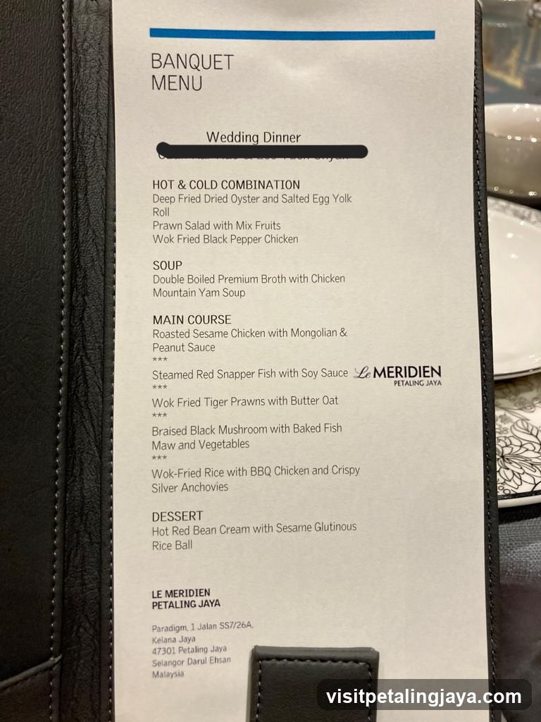 Banquet Menu - Wedding Dinner