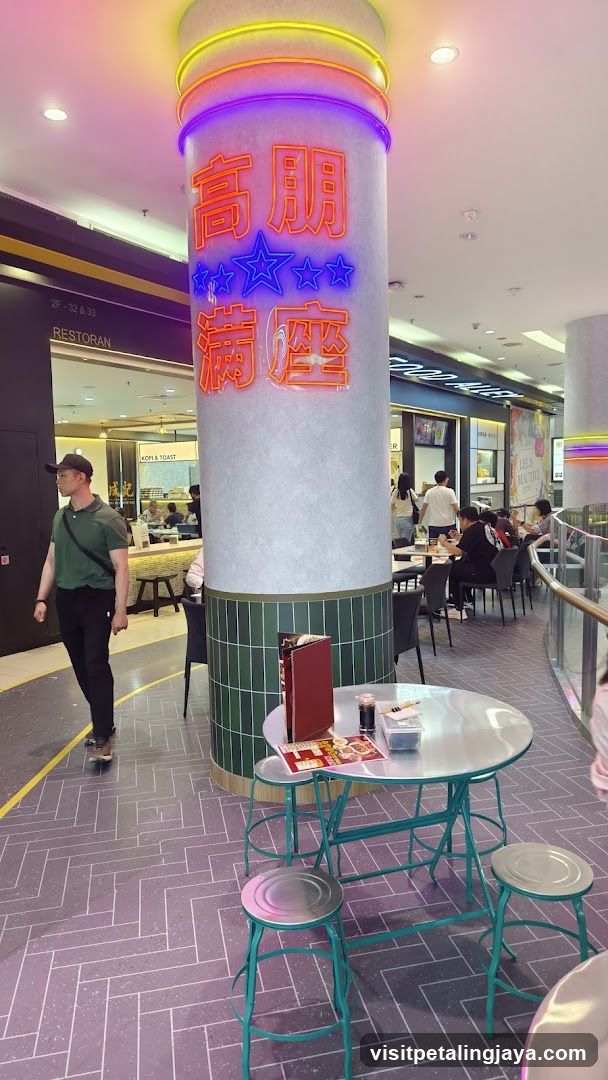Food Court Interior with Neon Column