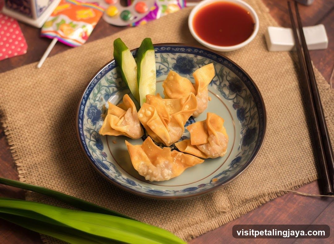 Wontons with Cucumber and Sauce