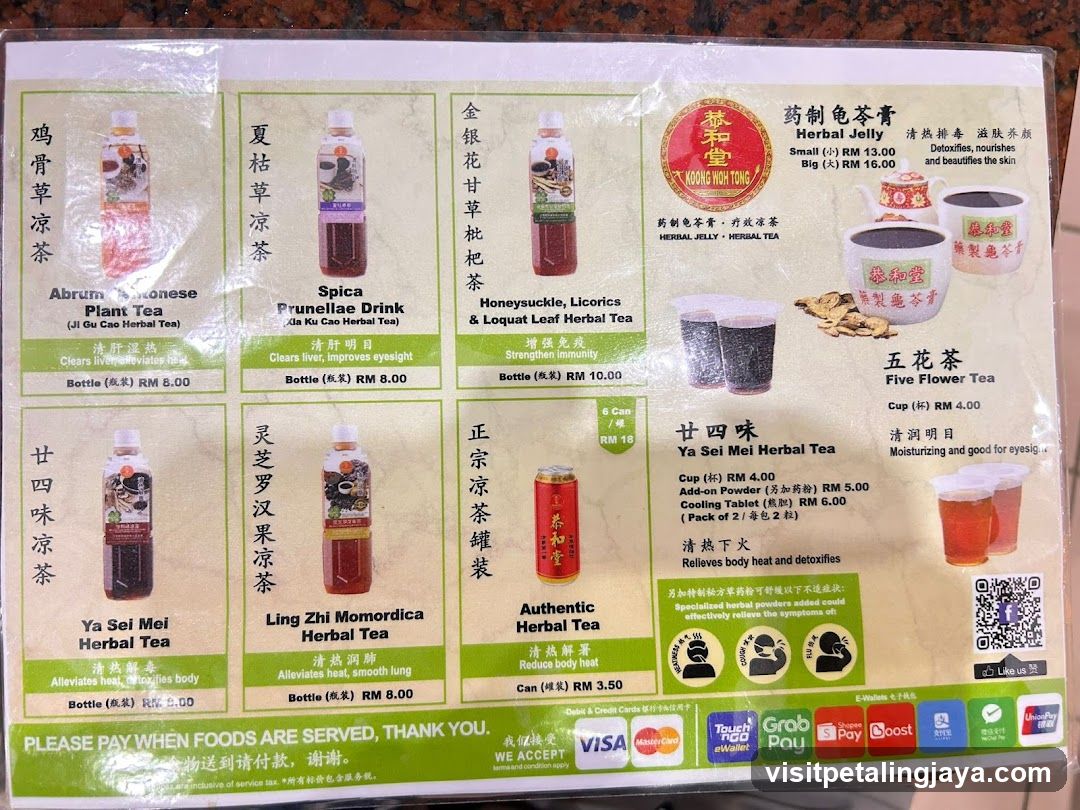 Herbal Tea Menu