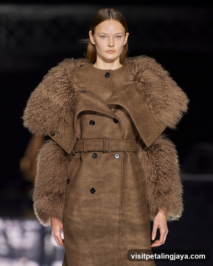 Fashion Show Model Wearing a Brown Coat