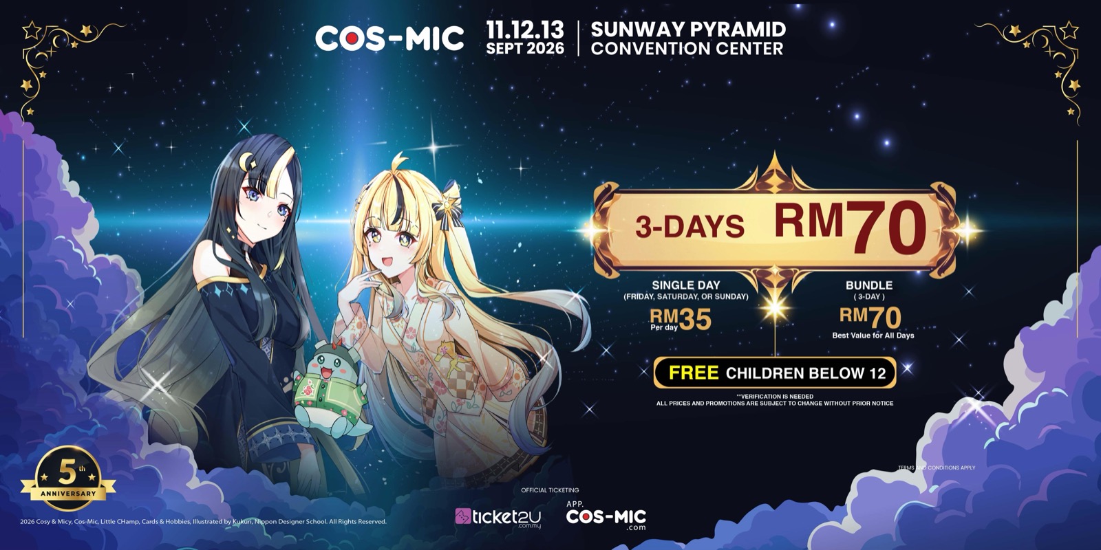 Cos-Mic 2026 Ticket2U event banner for 11 to 13 September