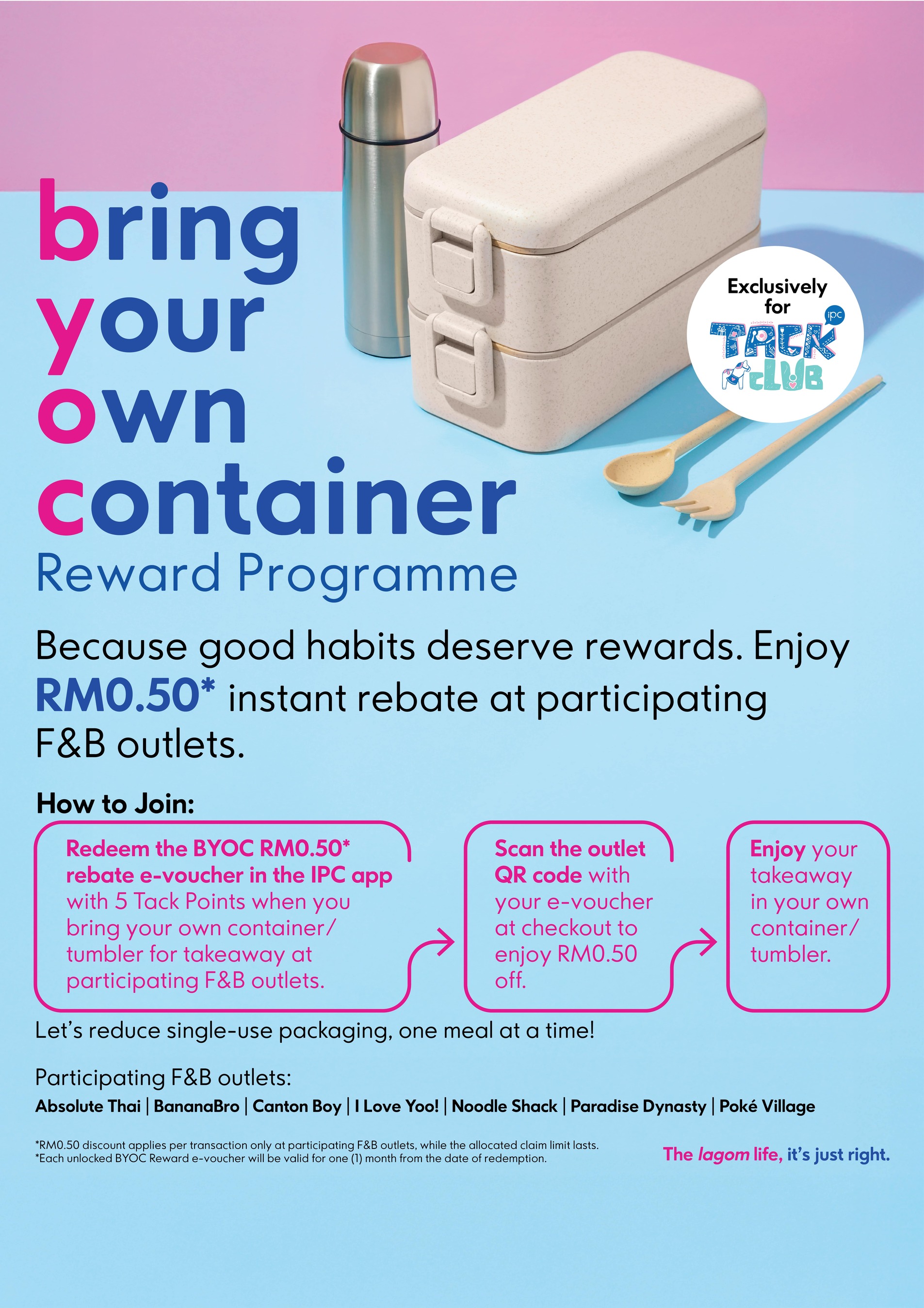 IPC Shopping Centre Bring Your Own Container and recycling reward programme banner at Mutiara Damansara
