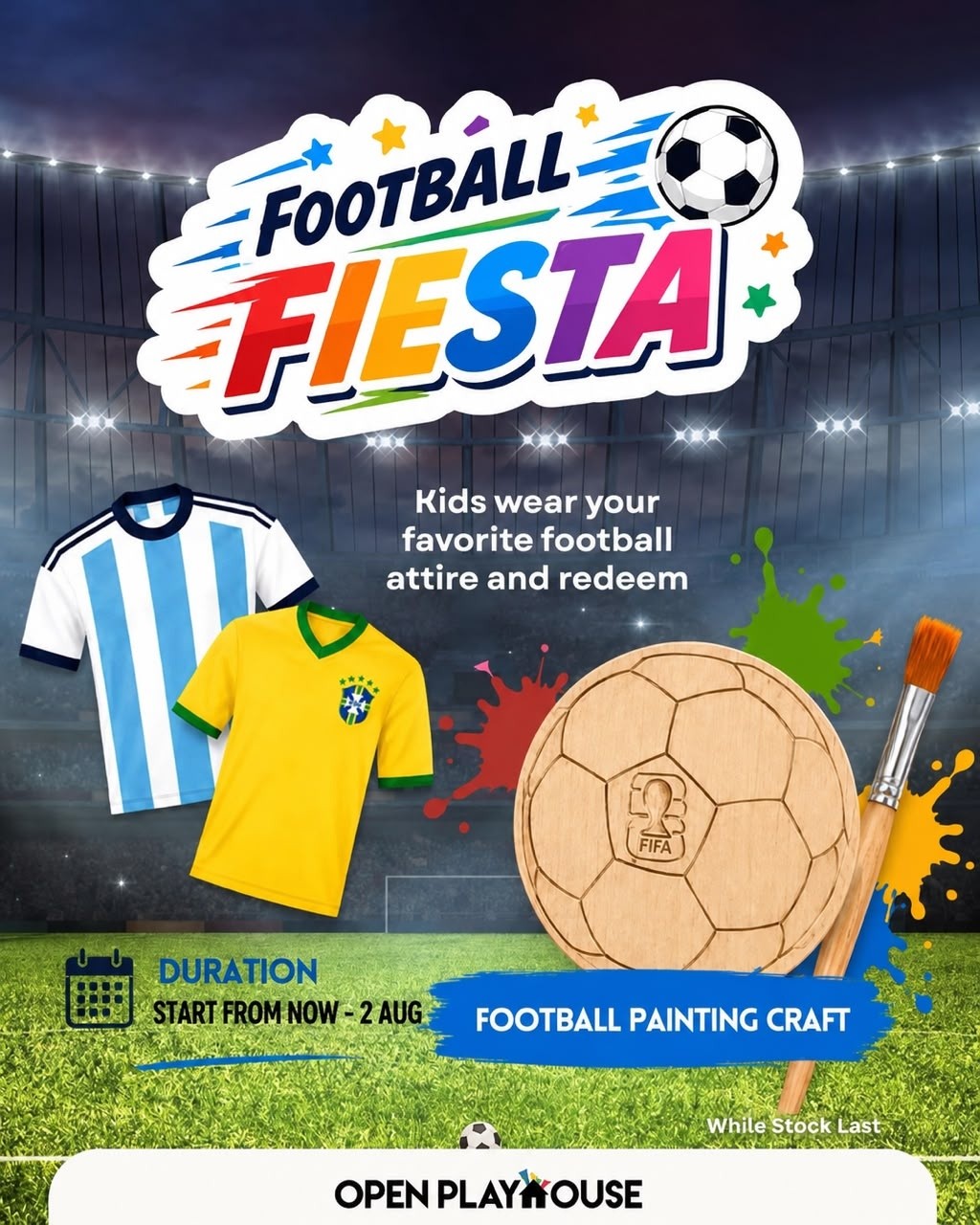 Open Playhouse Football Painting Craft at IPC: Free Kids Activity for World Cup Season