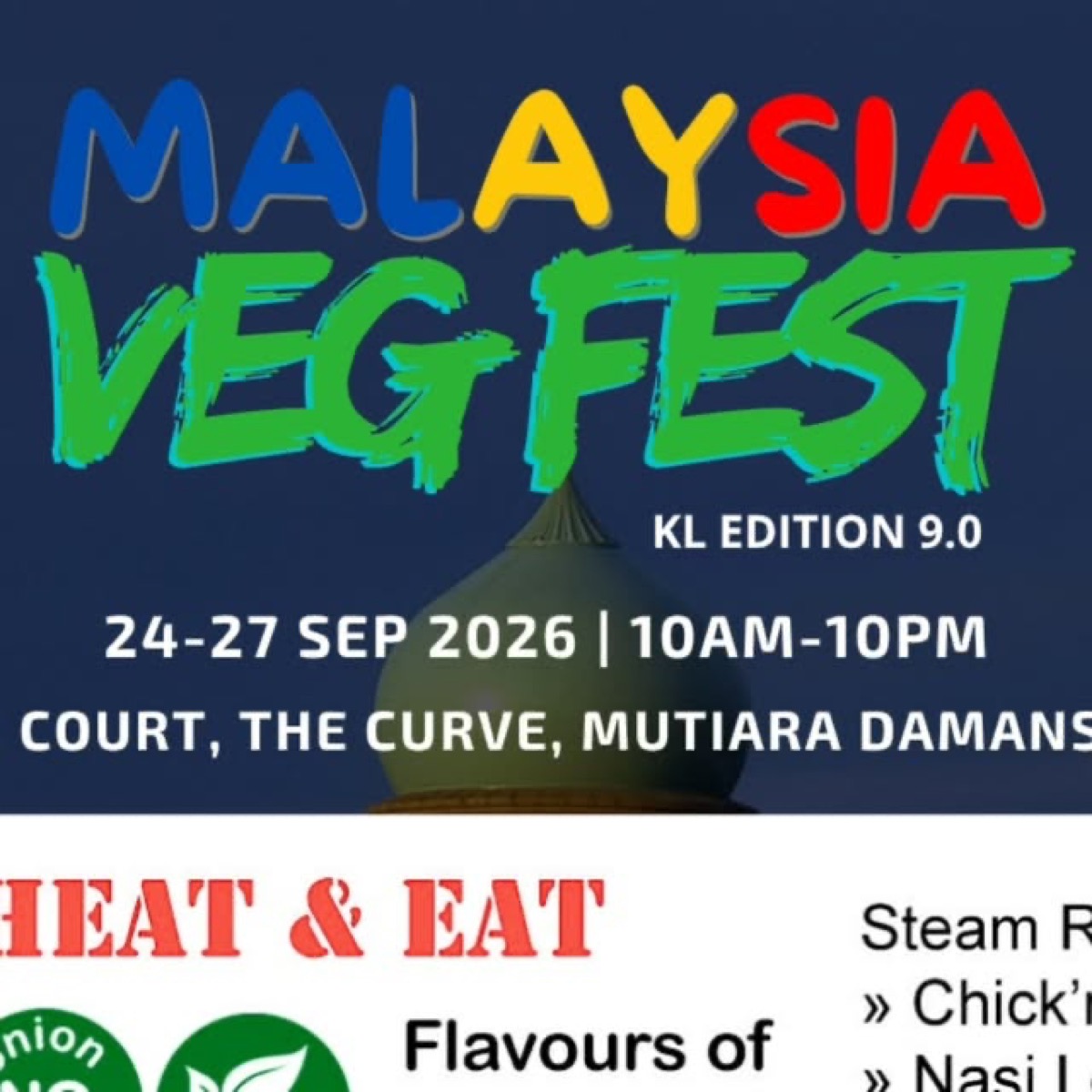 Malaysia VegFest 9.0 Heat and Eat listing for The Curve, Mutiara Damansara, 24 to 27 September 2026